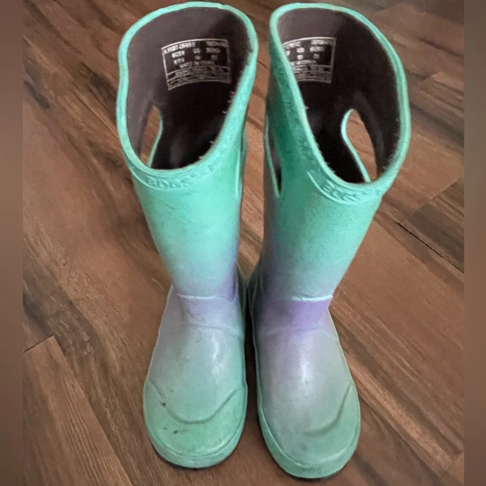 Bogs Kids Mint Green & Lavender Gradient Waterproof Rain Boots